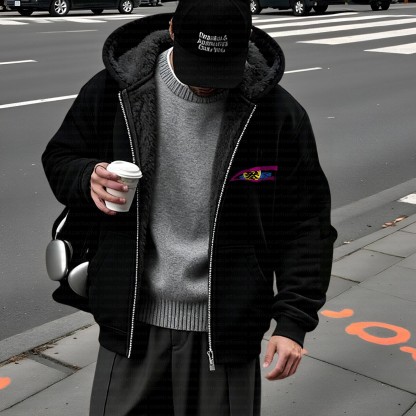Unisex Graphic Streetwear Vintage Zipper Cardigan Plush Hoodid