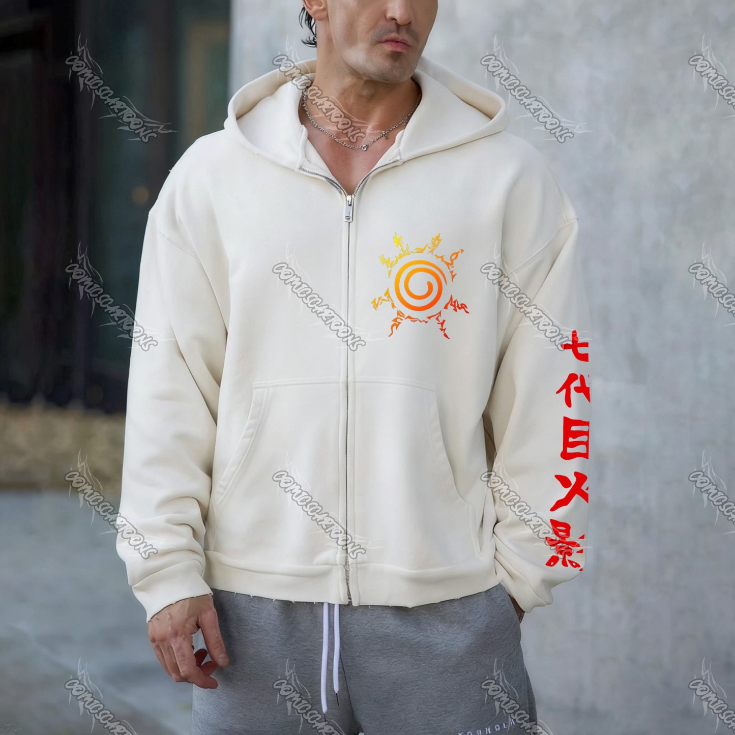 Unisex Graphic Streetwear Vintage Zipper Cardigan Plush Hoodie