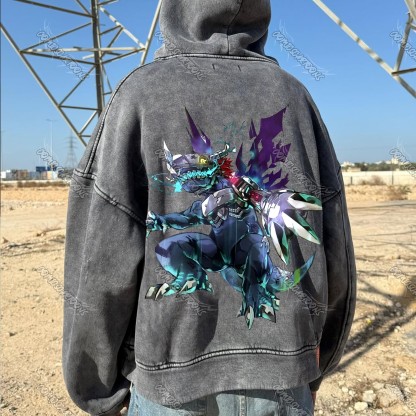 Vintage 3D Direct Inkjet Printed Washed Unisex Plush Hoodie