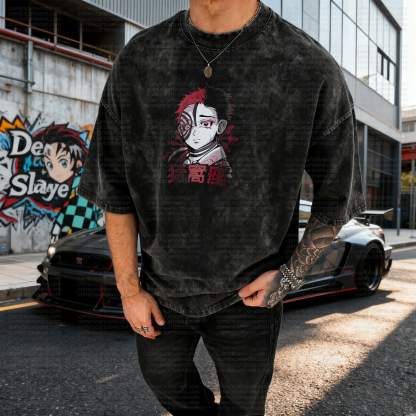 Unisex Anime Inspired Vintage Washed T-Shirt