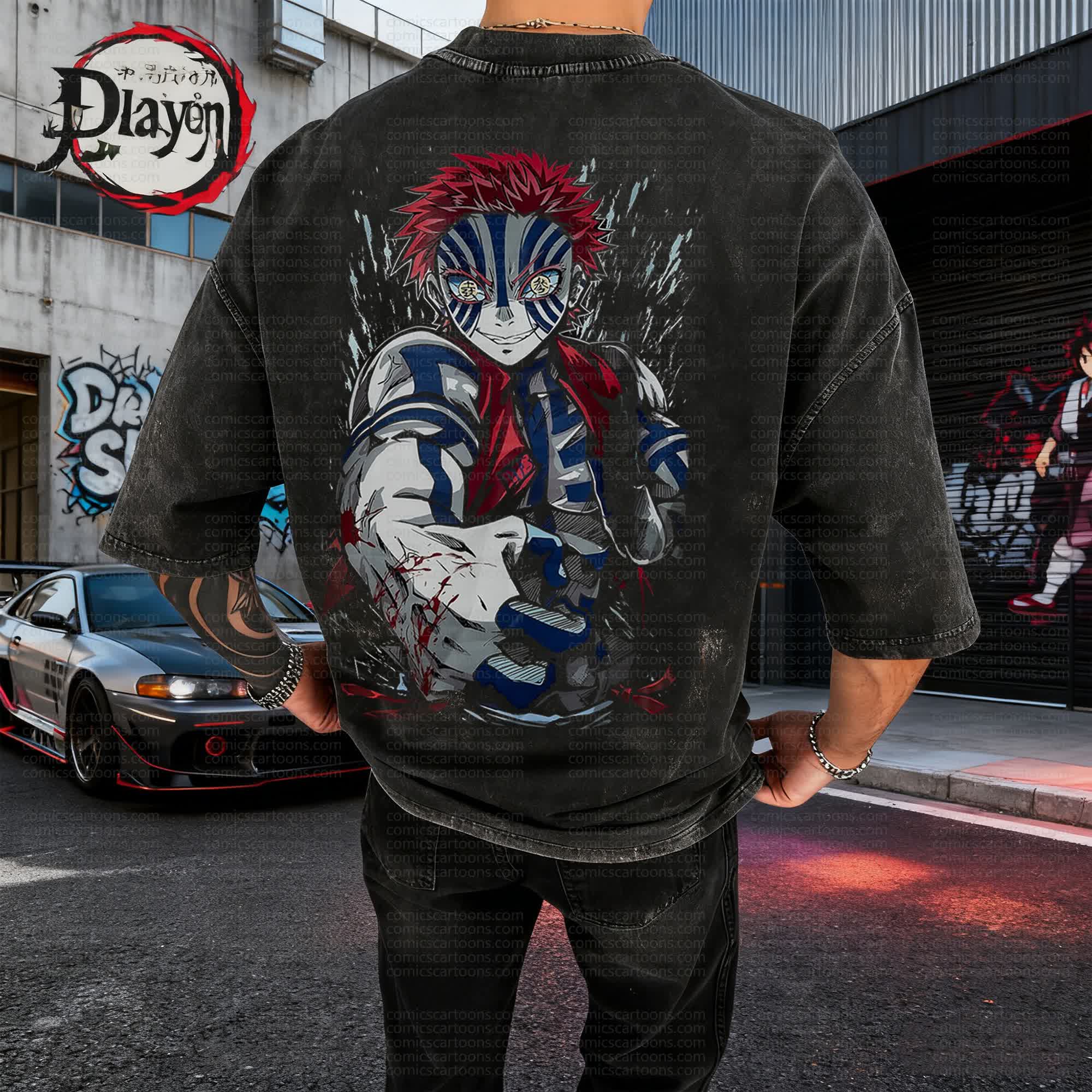 Unisex Anime Inspired Vintage Washed T-Shirt