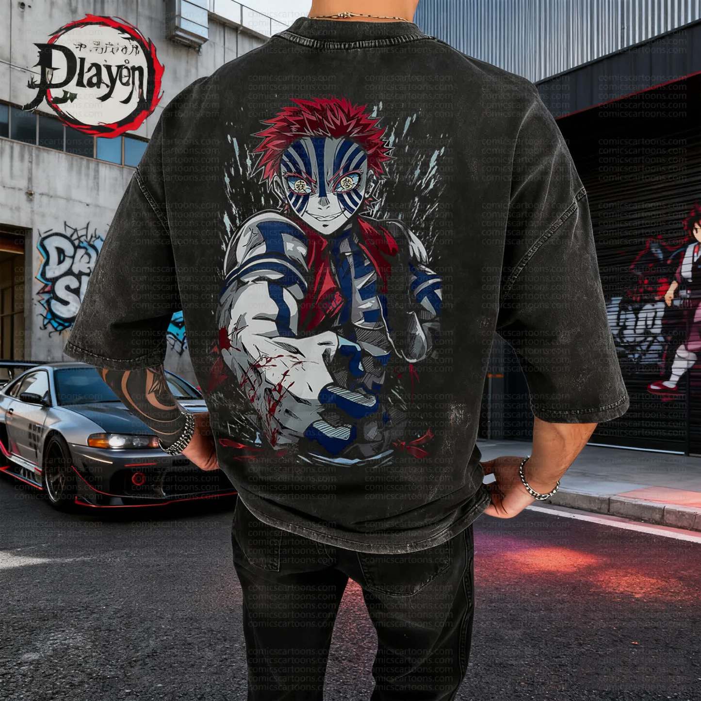 Unisex Anime Inspired Vintage Washed T-Shirt