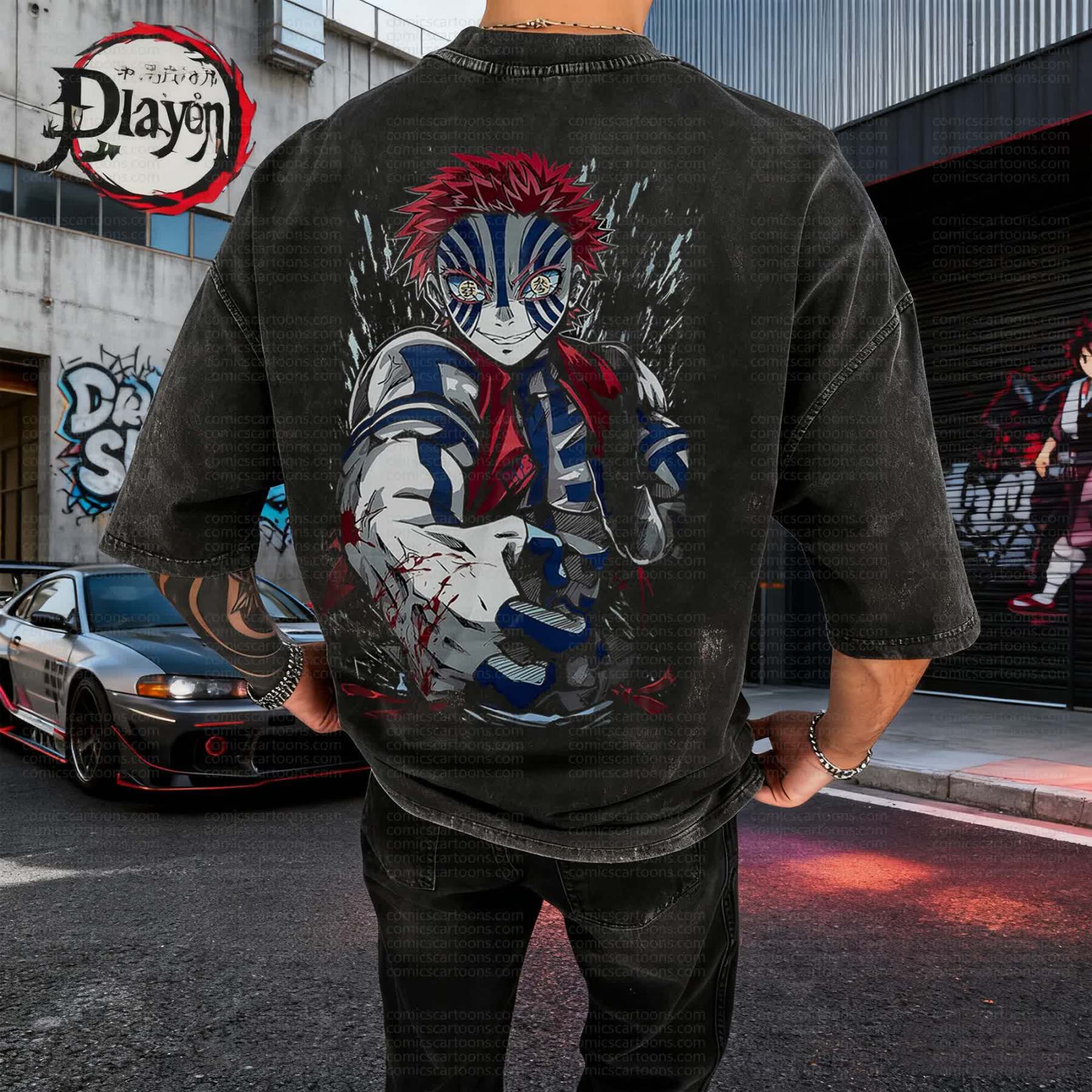 Unisex Anime Inspired Vintage Washed T-Shirt