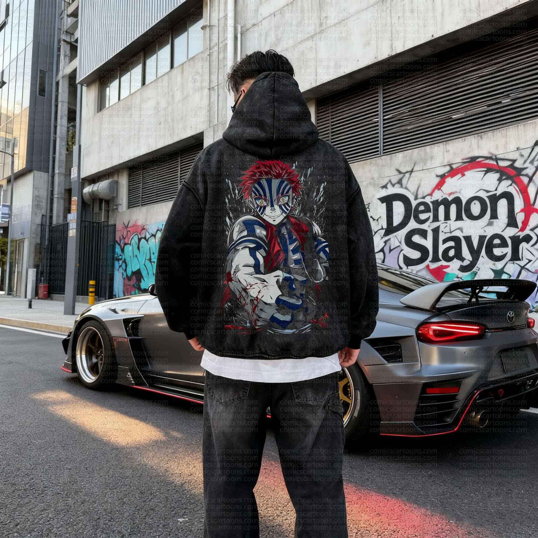 Unisex Anime Graphic Water wash Streetwear Vintage Hoodi