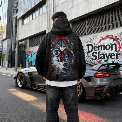 Unisex Anime Graphic Water wash Streetwear Vintage Hoodie