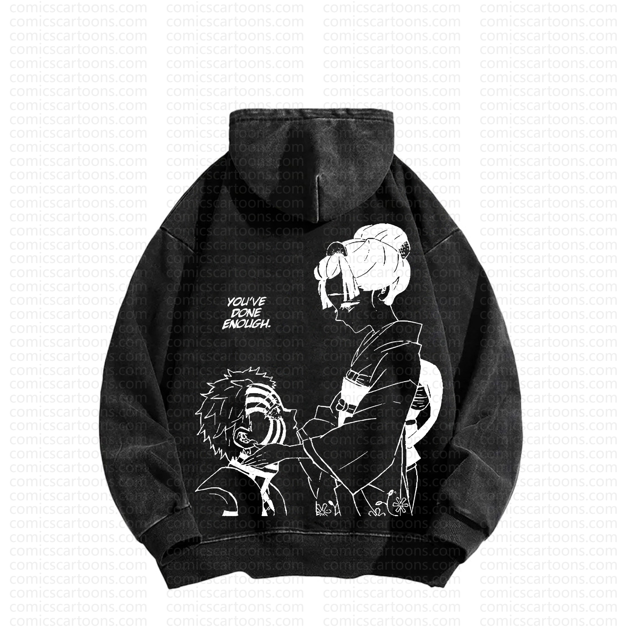 Unisex Anime Graphic Streetwear Vintage Washed Hoodie