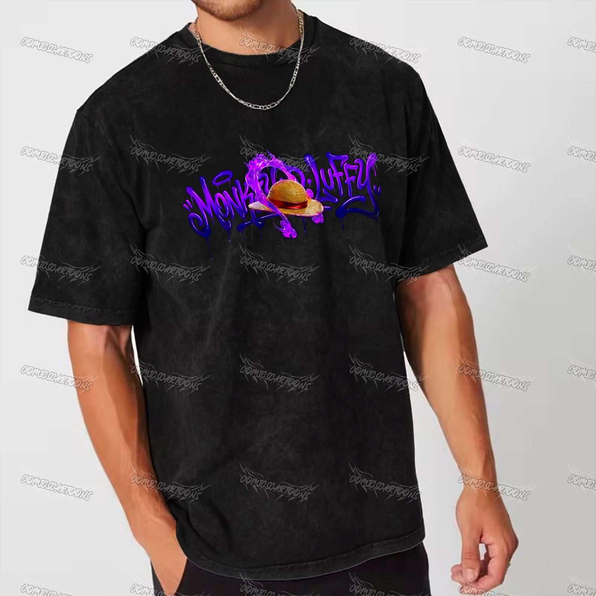 Unisex Anime Inspired Vintage Washed T-Shirt