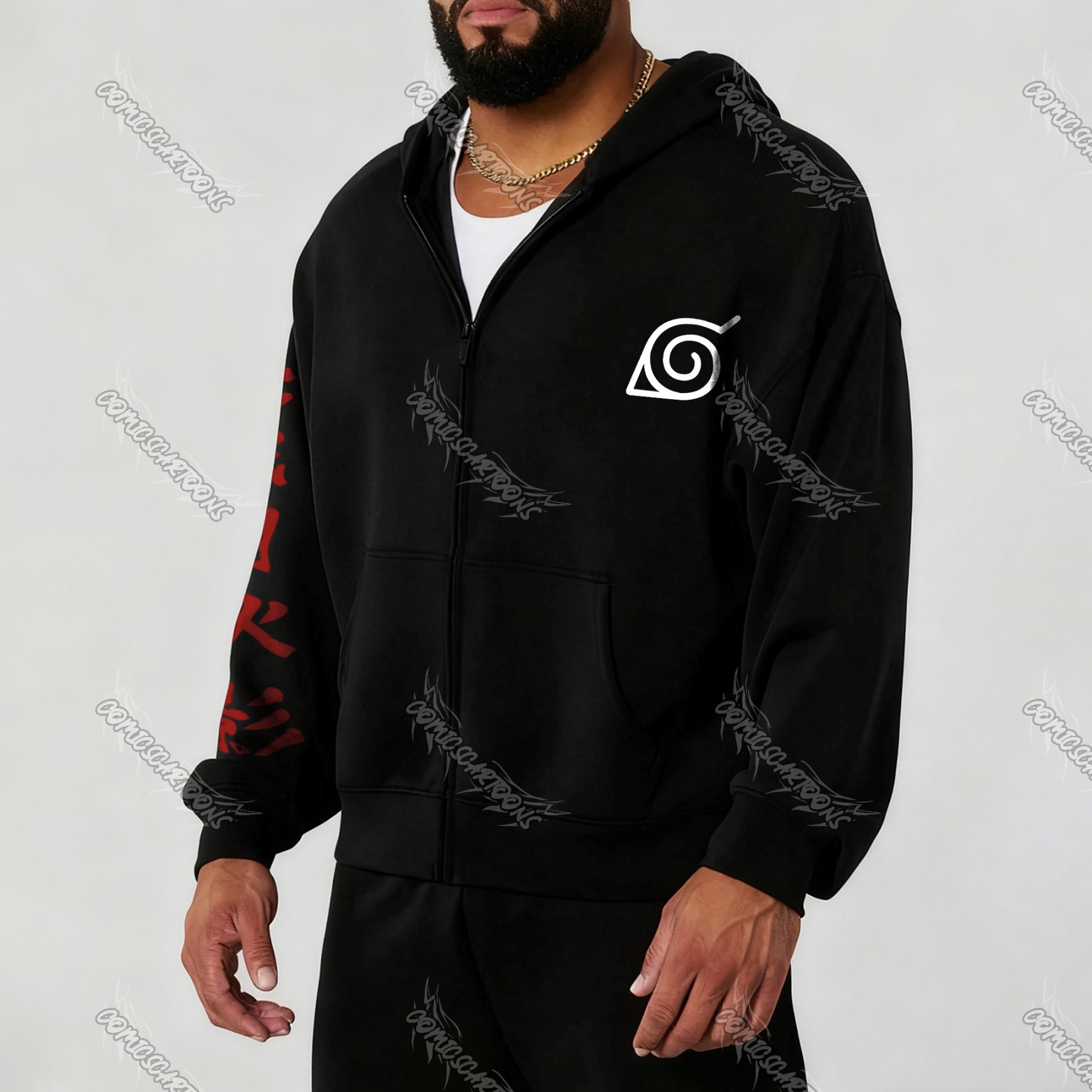 (Naruto)Unisex Graphic Streetwear Vintage Zipper Cardigan Plush Hoodie