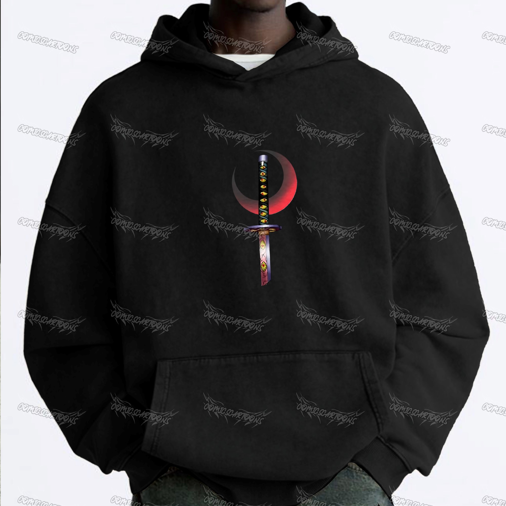 Unisex Anime Graphic Water wash Streetwear Vintage Hoodie