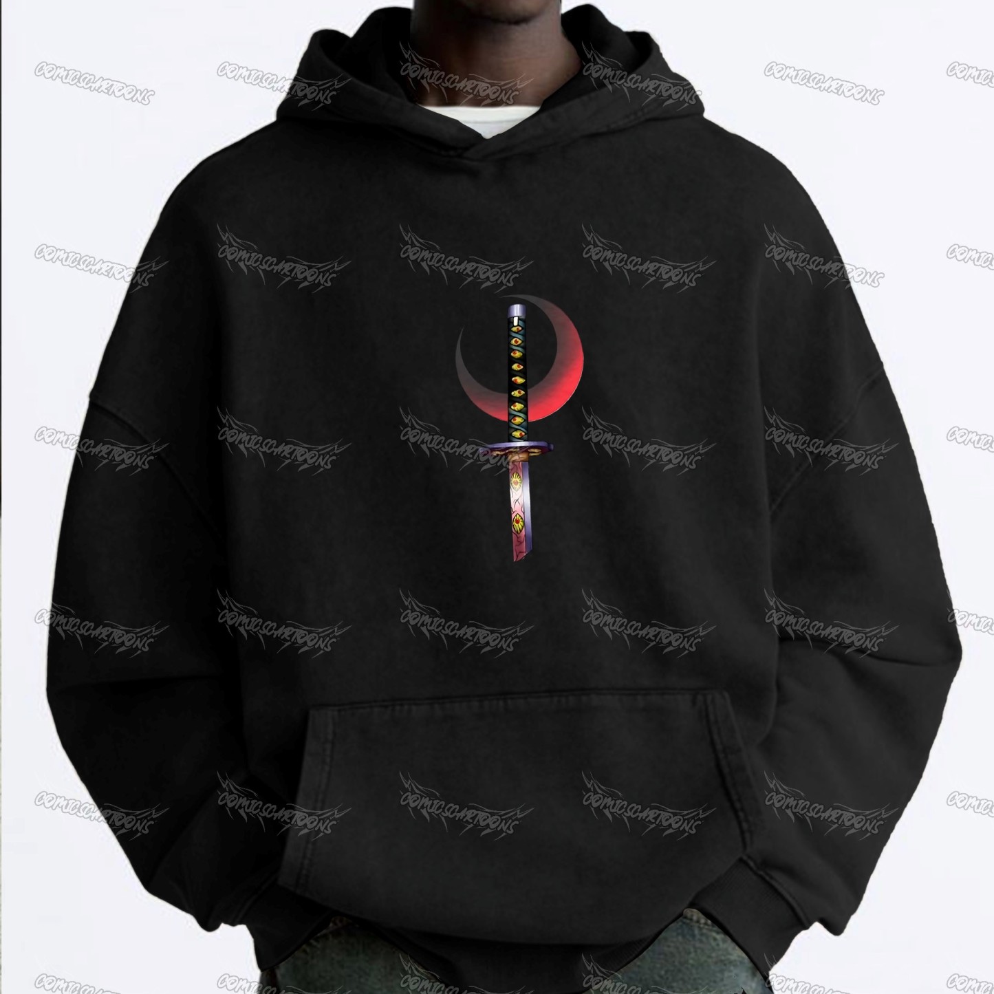 Unisex Anime Graphic Water wash Streetwear Vintage Hoodie