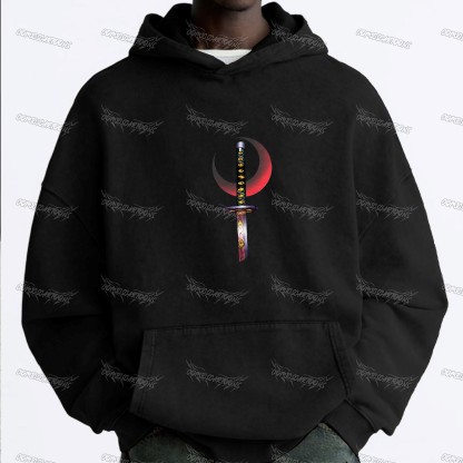 Unisex Anime Graphic Water wash Streetwear Vintage Hoodie