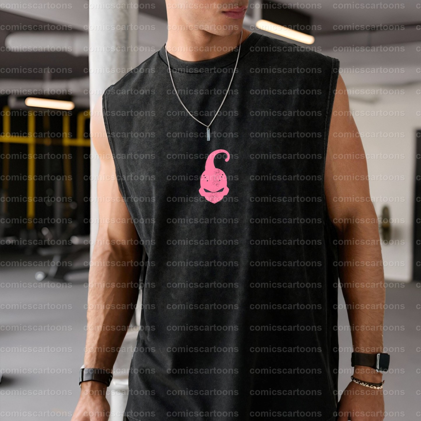 Oversized Anime Print Gym Tank Top