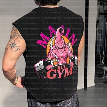 Oversized Anime Print Gym Tank Top