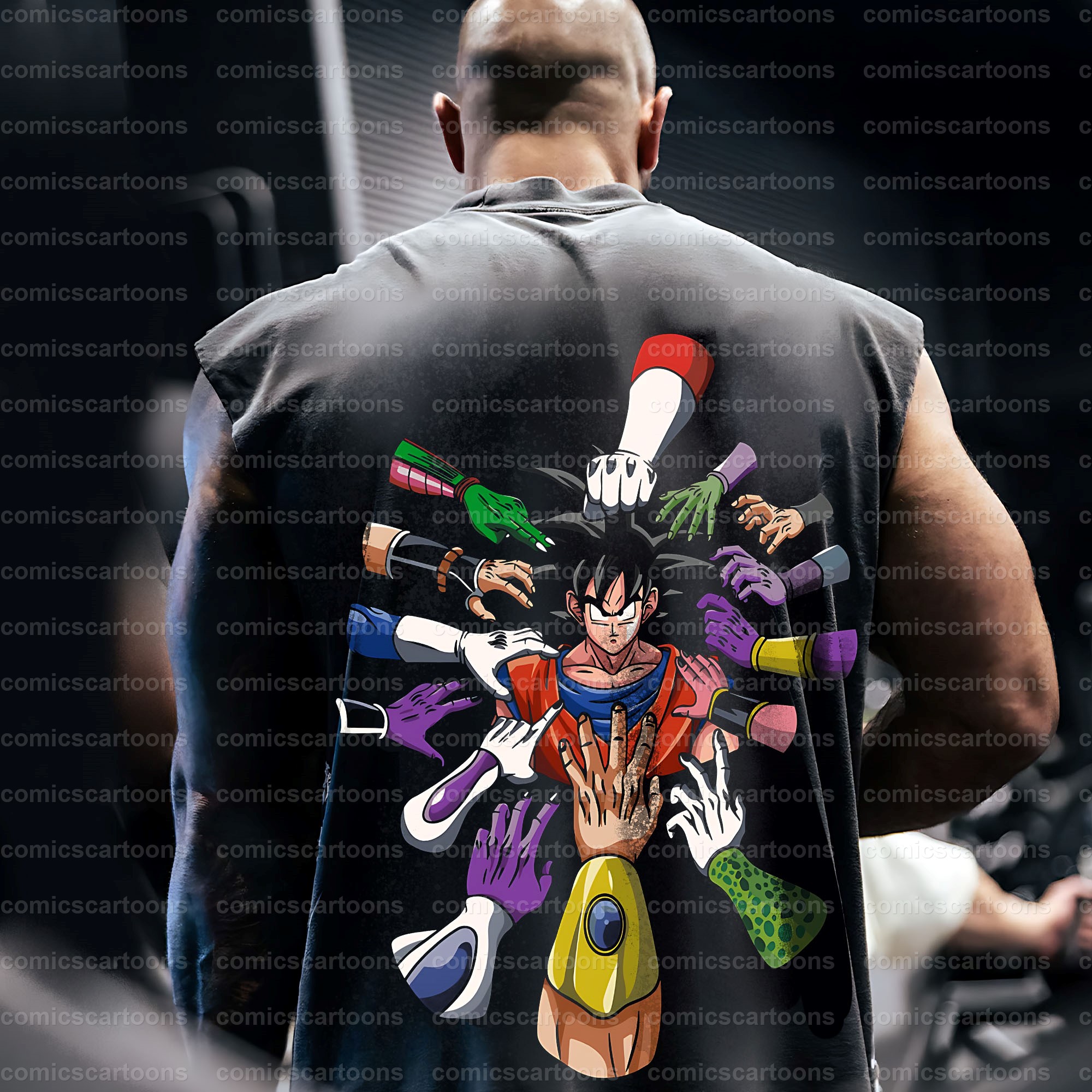 Oversized Anime Print Gym Tank Top