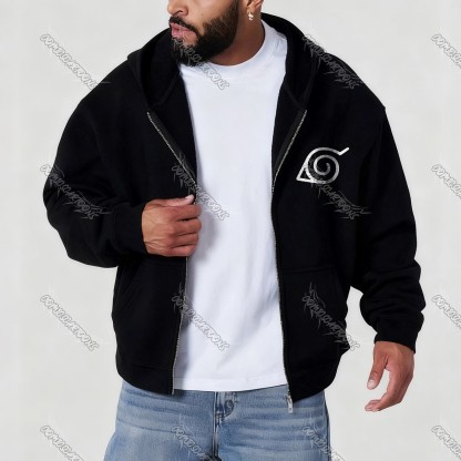 (Naruto)Unisex Graphic Streetwear Vintage Zipper Cardigan Plush Hoodie