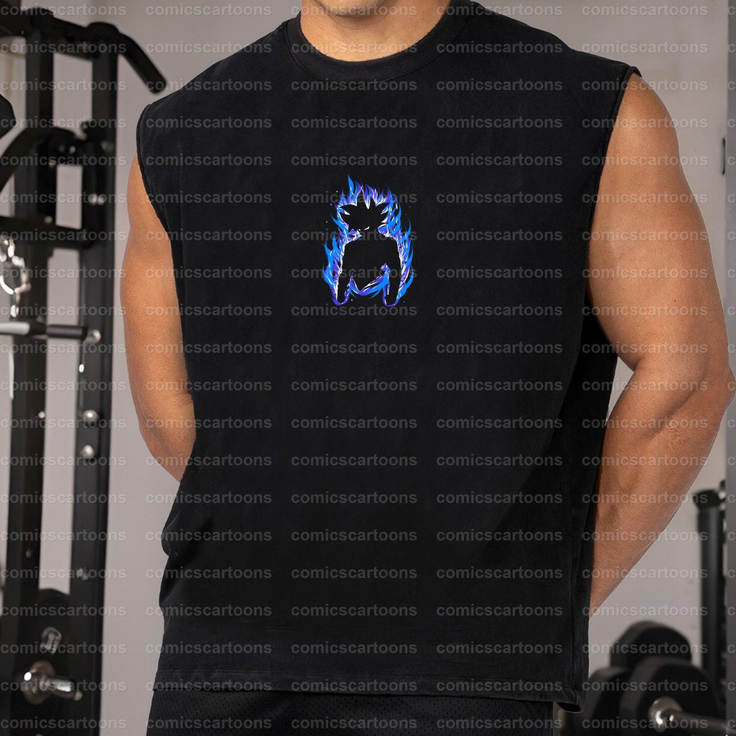 Oversized Anime Print Gym Tank Top