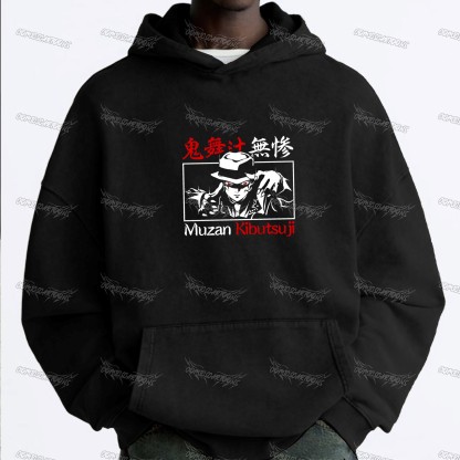 Unisex Anime Graphic Water wash Streetwear Vintage Hoodie