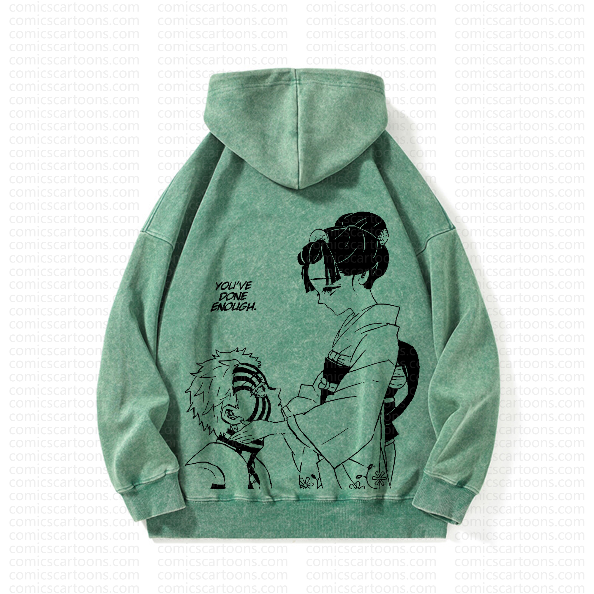 Unisex Anime Graphic Streetwear Vintage Washed Hoodie