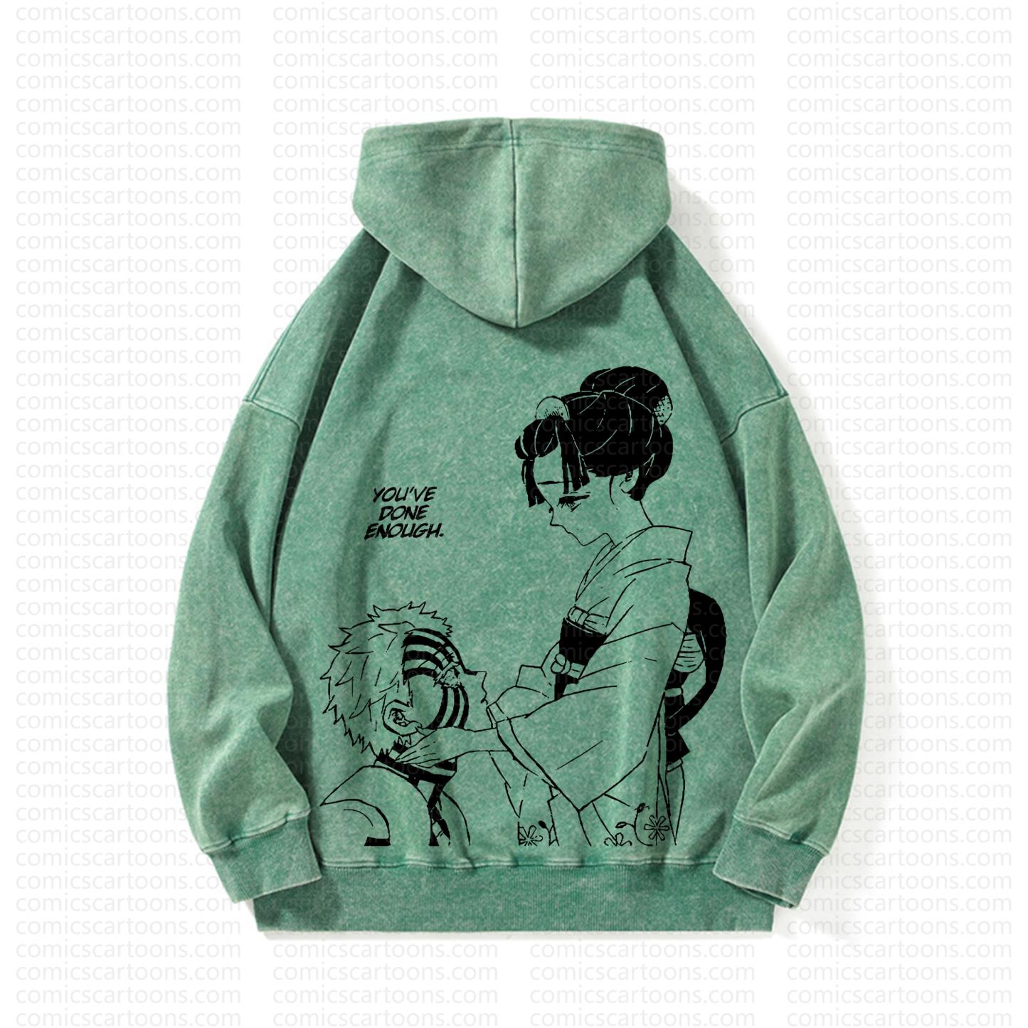 Unisex Anime Graphic Streetwear Vintage Washed Hoodie