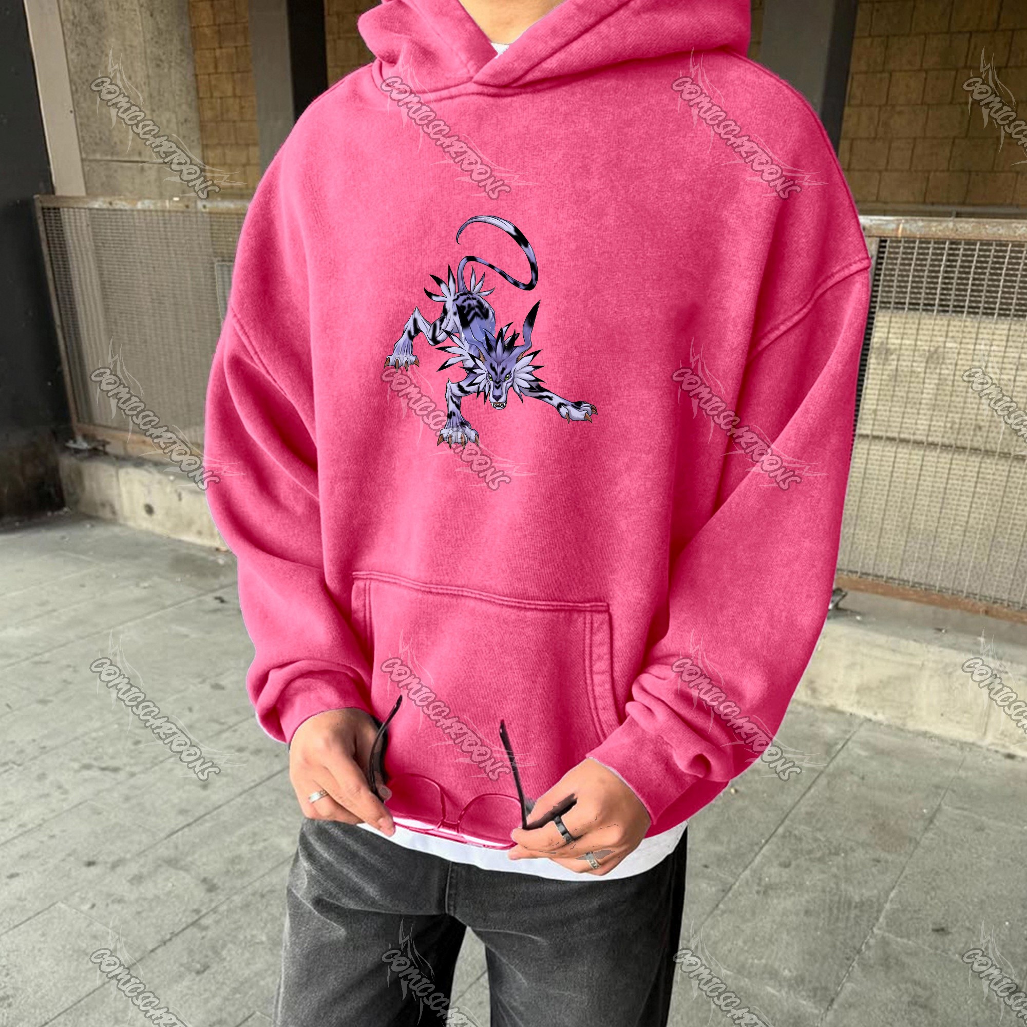 Vintage 3D Direct Inkjet Printed Washed Unisex Plush Hoodie