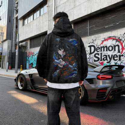 Unisex Anime Graphic Water wash Streetwear Vintage Hoodie