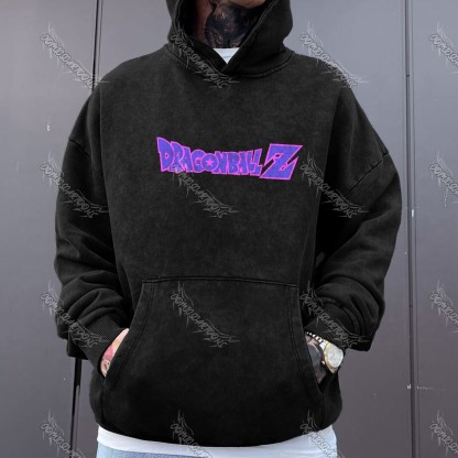 Unisex Anime Graphic Water wash Streetwear Vintage Hoodie