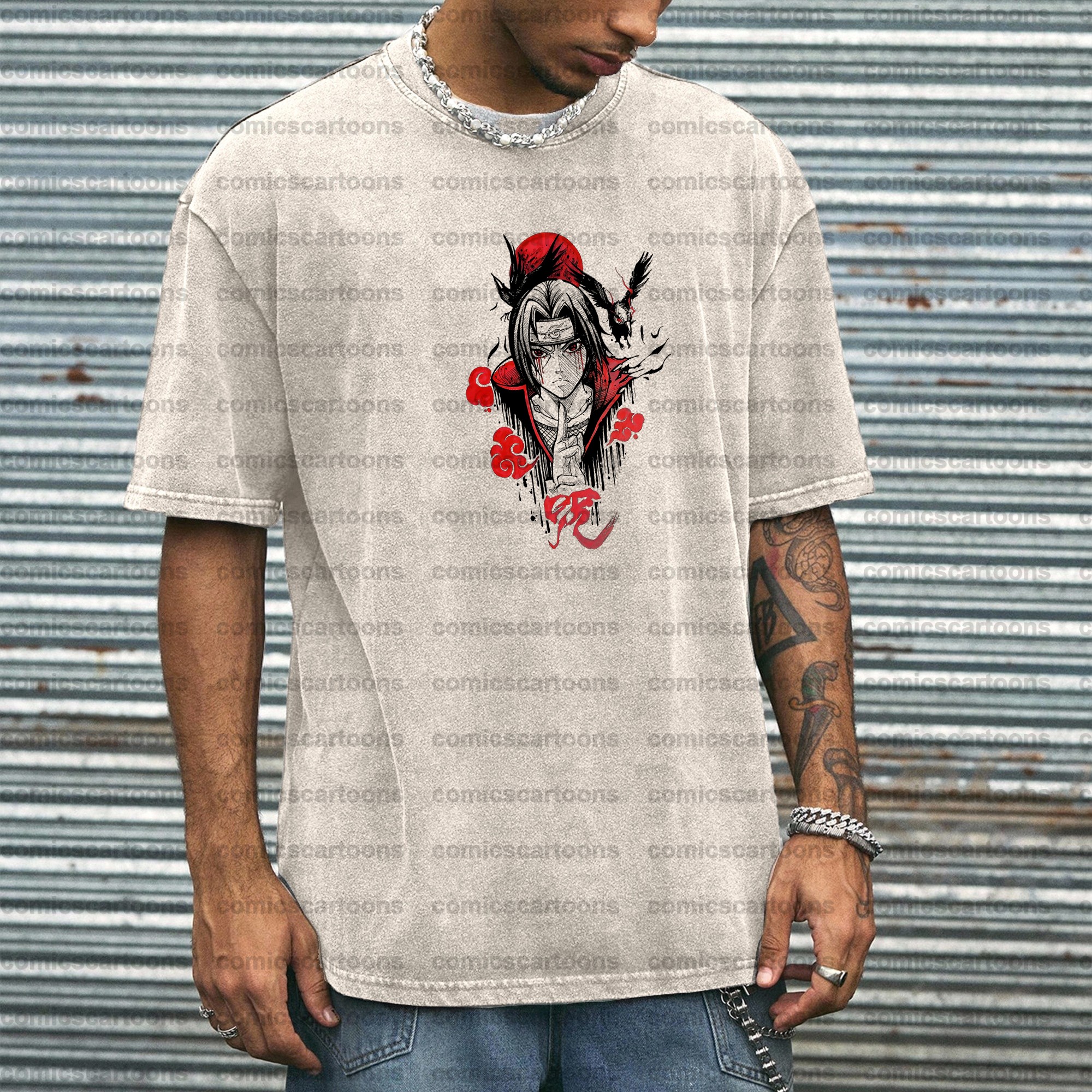 Unisex Anime Inspired Vintage Washed T-Shirt