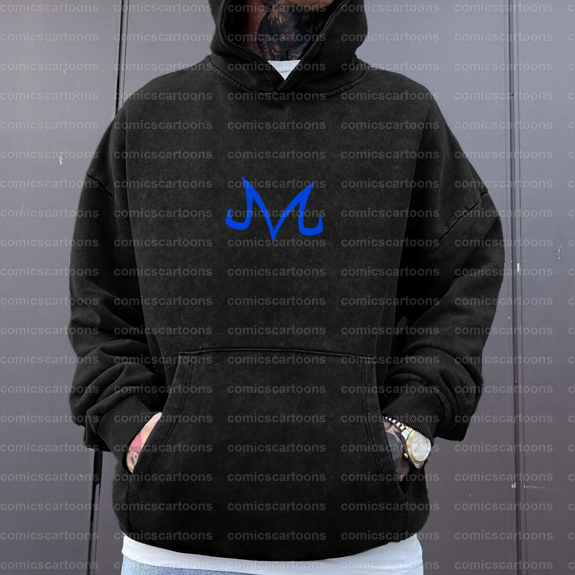 Unisex Anime Graphic Water wash Streetwear Vintage Hoodie