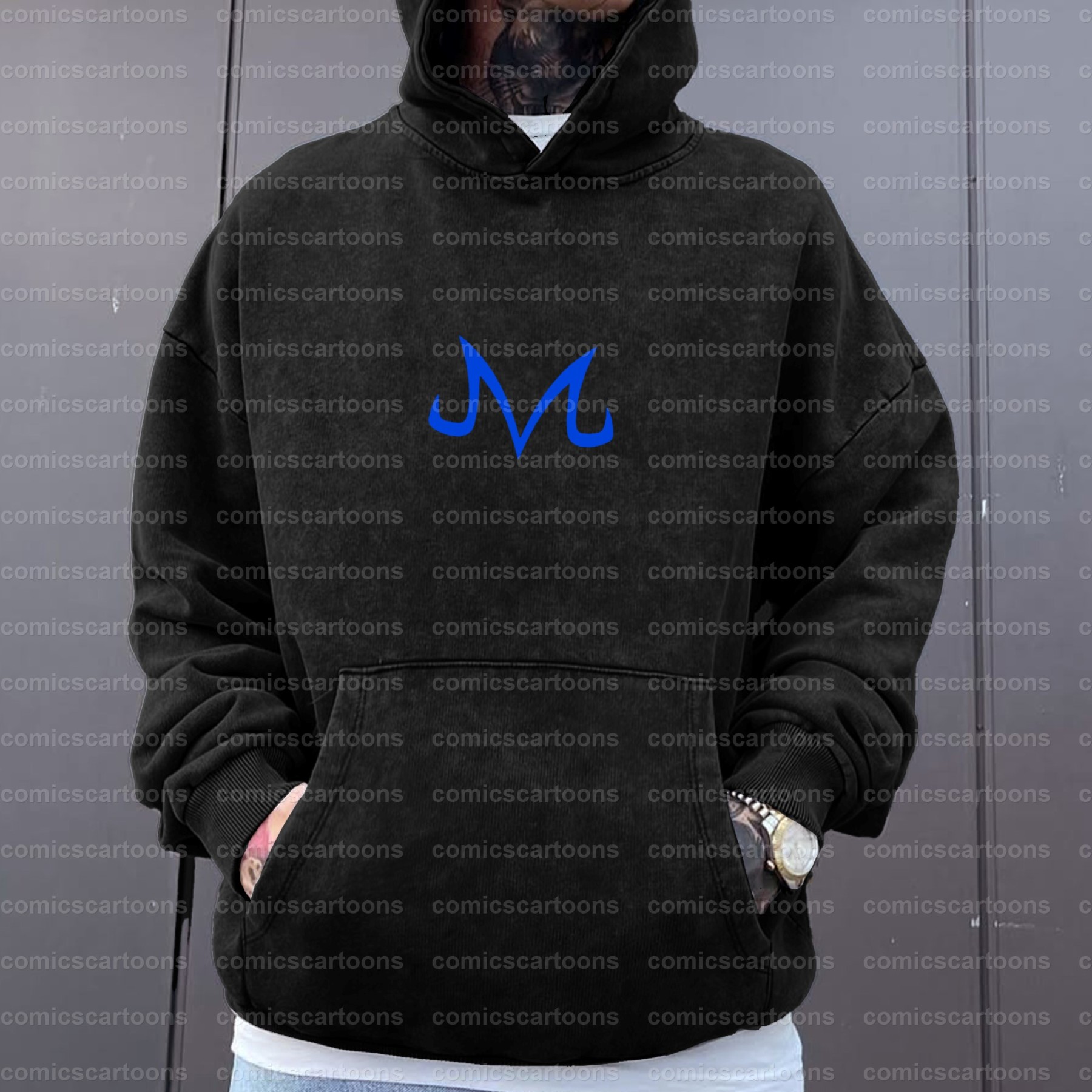 Unisex Anime Graphic Water wash Streetwear Vintage Hoodie