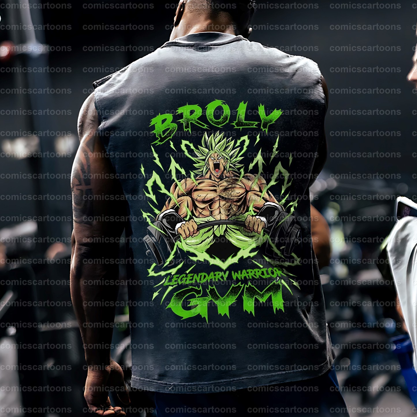 Oversized Anime Print Gym Tank Top