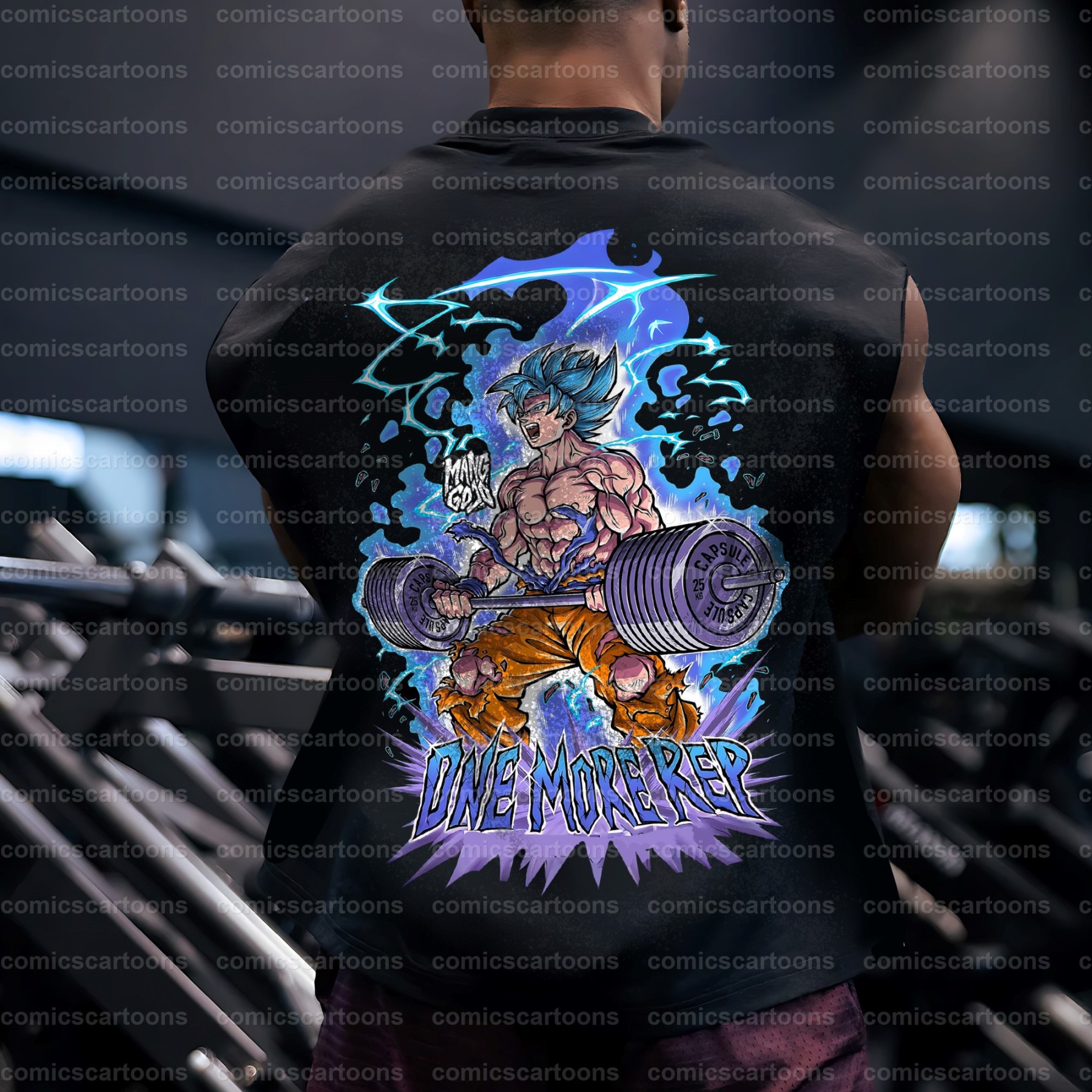 Oversized Anime Print Gym Tank Top