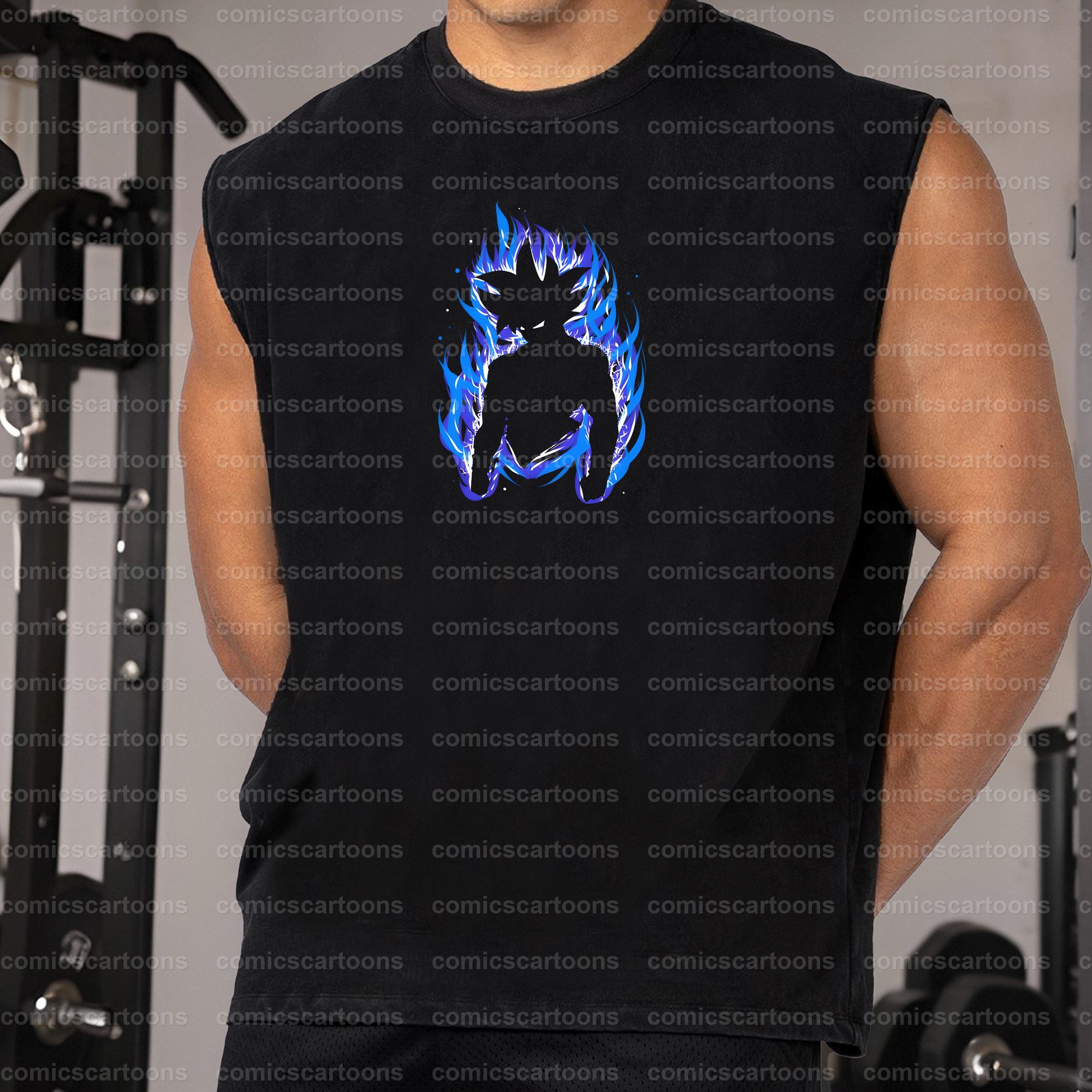 Oversized Anime Print Gym Tank Top