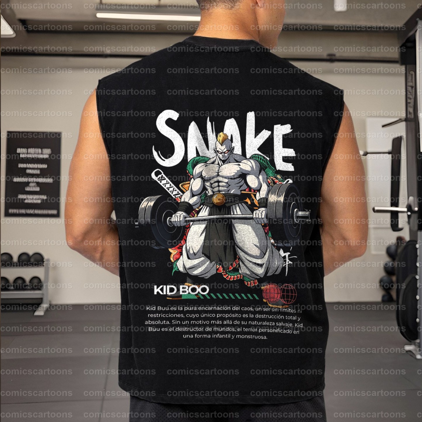 Oversized Anime Print Gym Tank Top