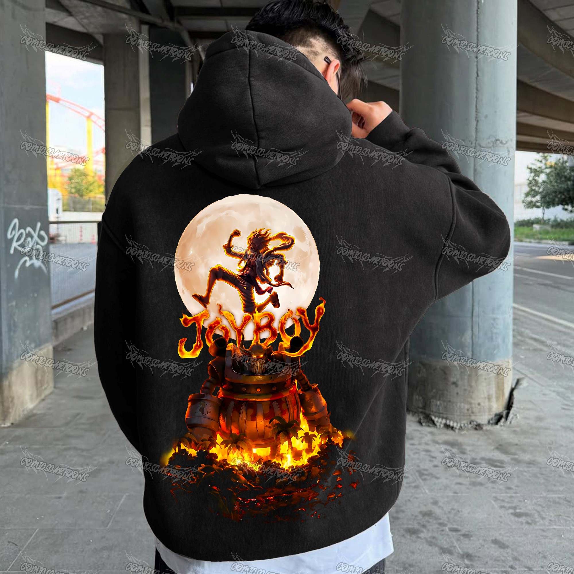 Unisex Anime Graphic Water wash Streetwear Vintage Hoodie