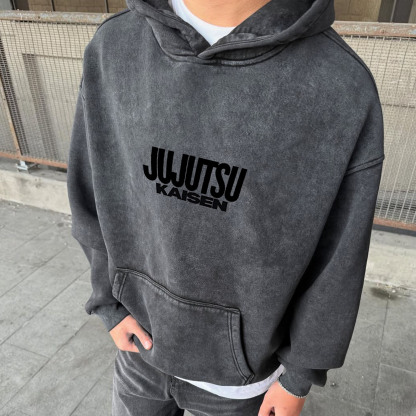 Unisex Anime Graphic Streetwear Vintage Washed Hoodie