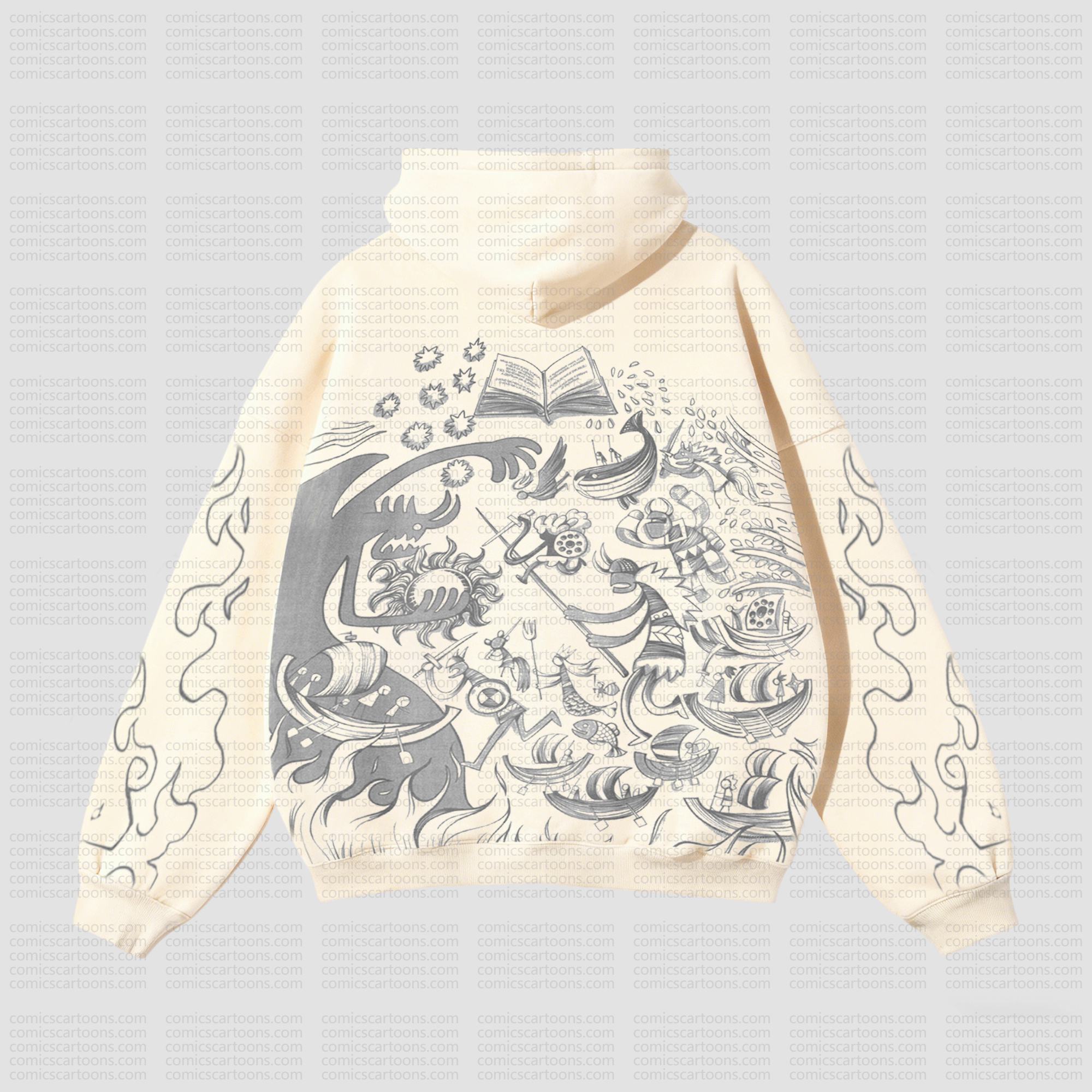 Unisex Anime Pattern Street Retro Plush Hoodie