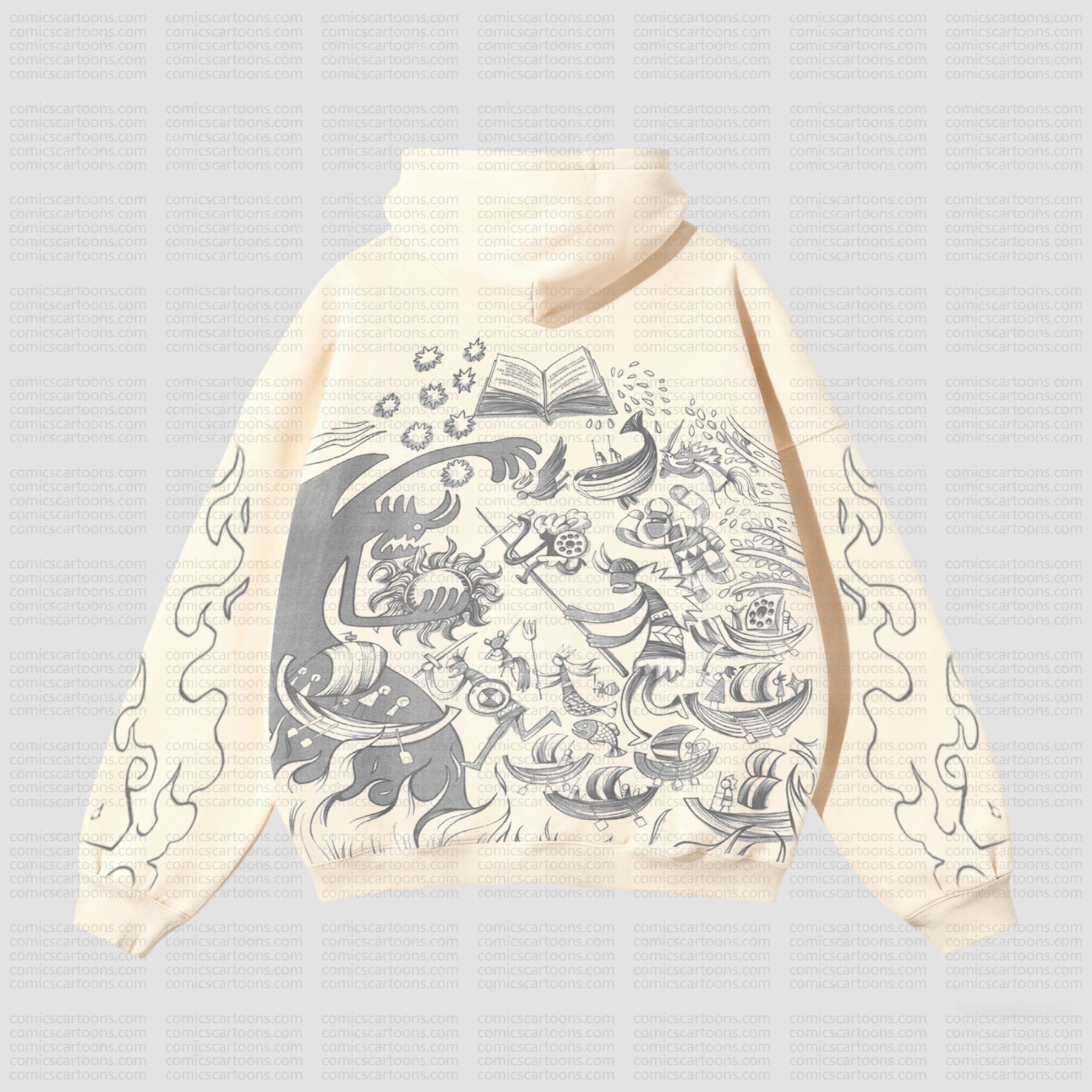 Unisex Anime Pattern Street Retro Plush Hoodie