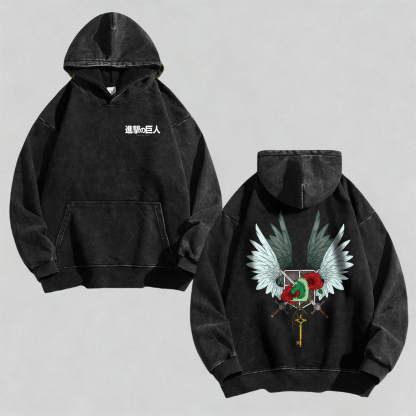 Unisex Anime Graphic Streetwear Vintage Washed 3D Direct Injection Hoodie