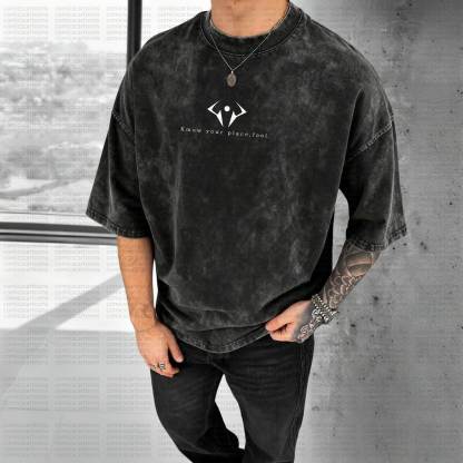 Unisex Anime Style Vintage Washed 3D Direct Injection T-Shirt