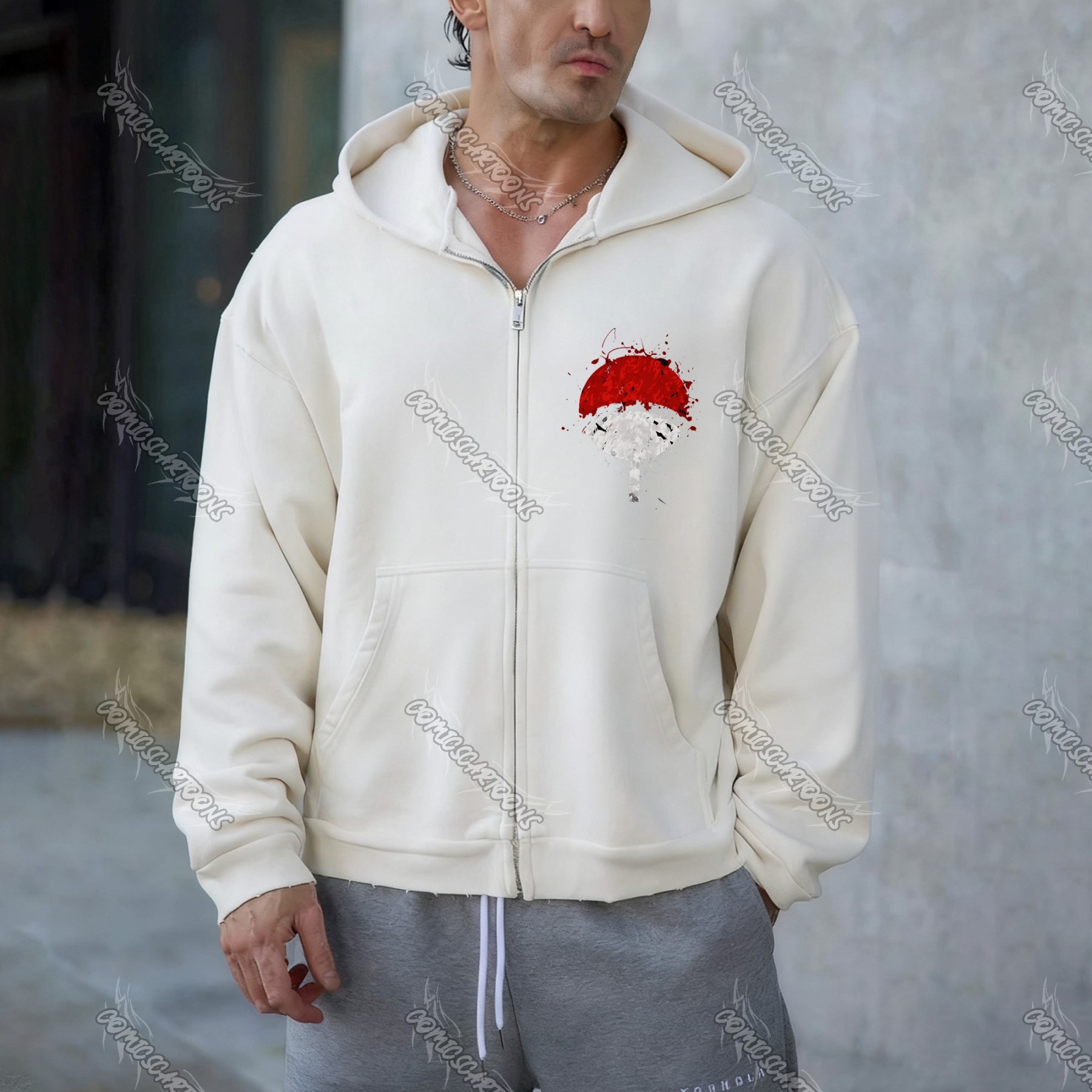 (Naruto)Unisex Graphic Streetwear Vintage Zipper Cardigan Plush Hoodie