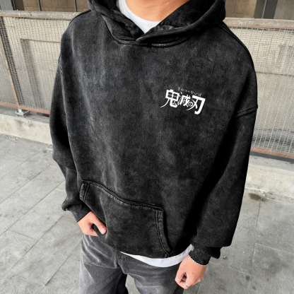 Unisex Anime Graphic Streetwear Vintage Washed 3D Direct Injection Hoodie
