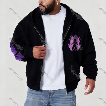 Unisex Graphic Streetwear Vintage Zipper Cardigan Plush Hoodie