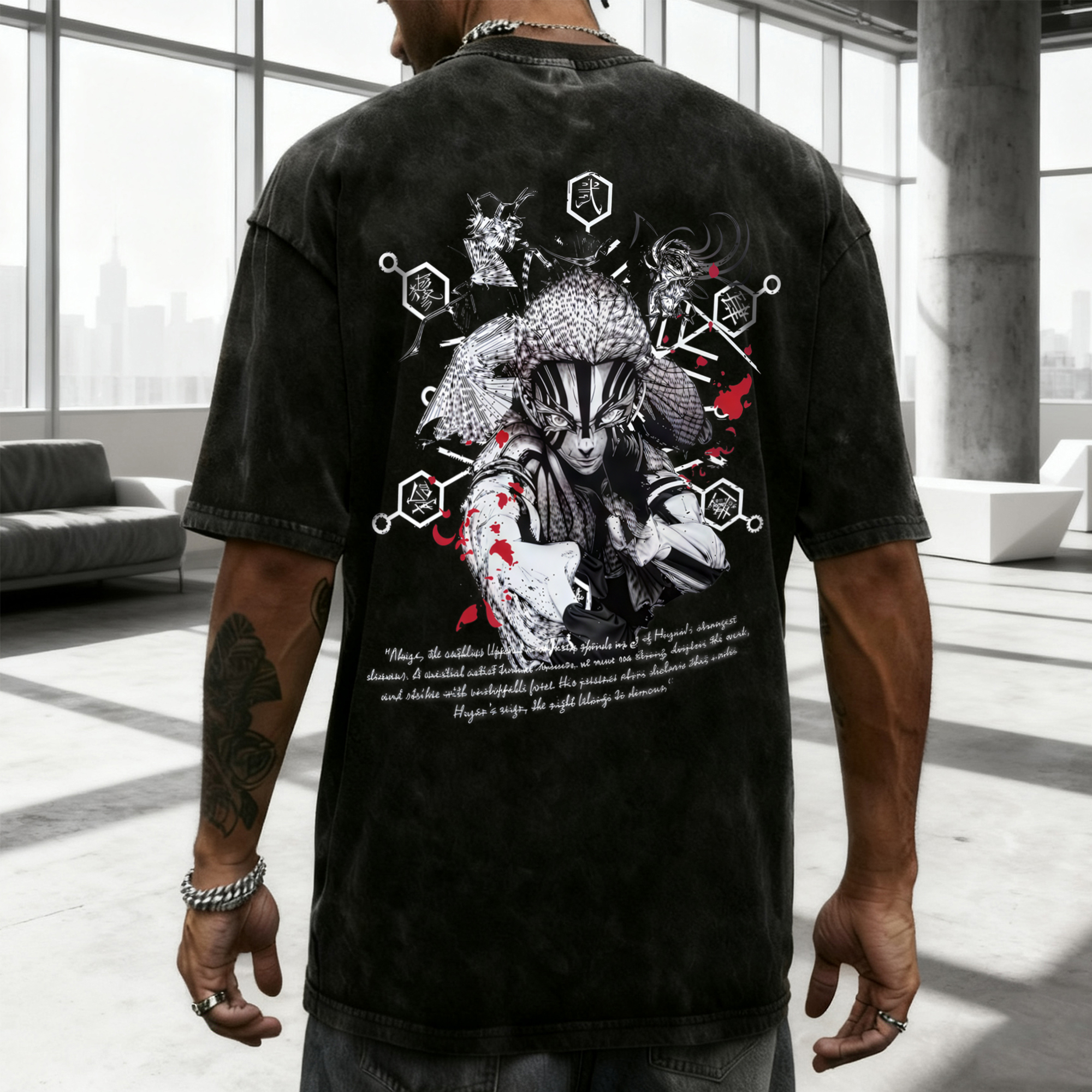 Unisex Anime Graphic Streetwear Vintage Washed 3D Direct Injection Hoodie