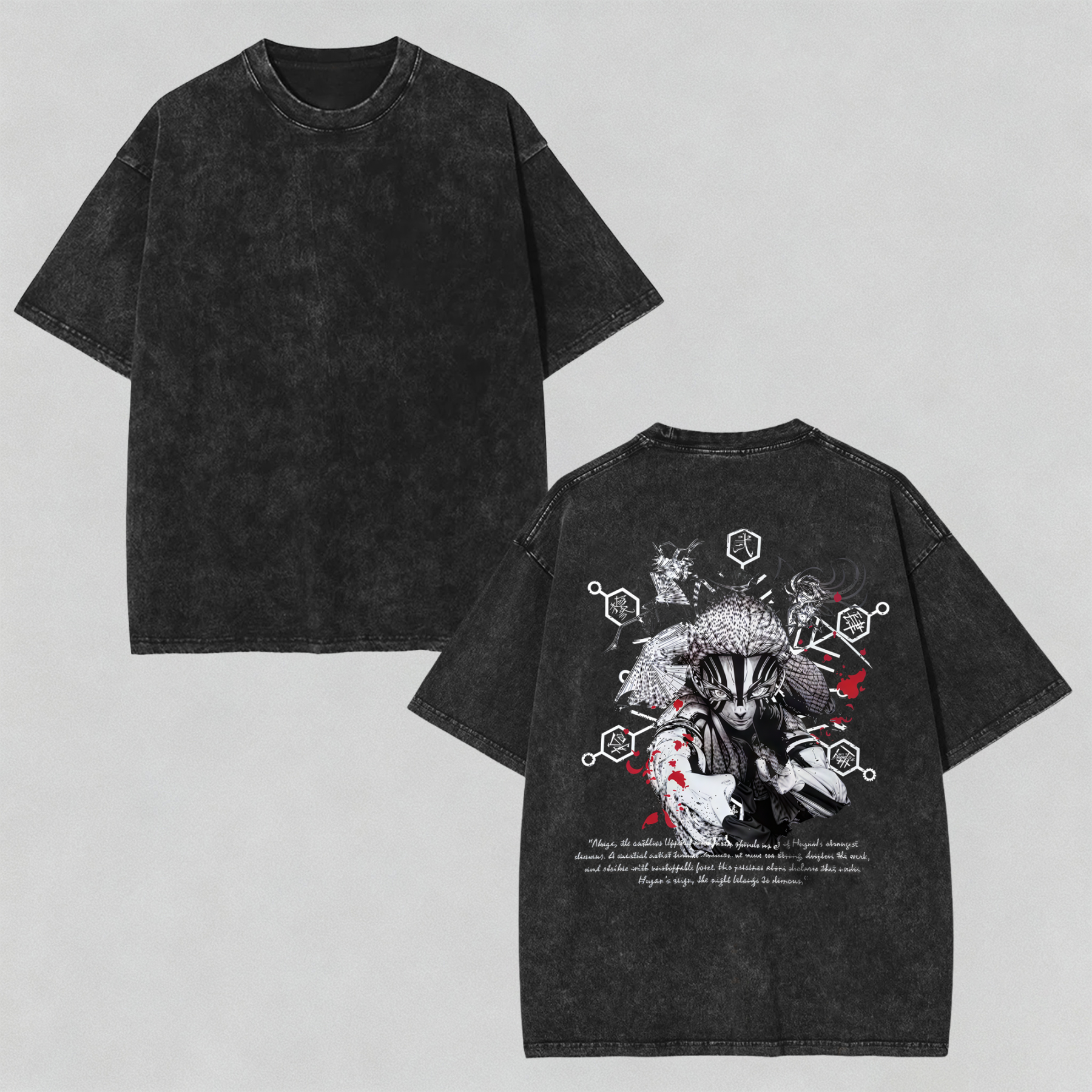 Unisex Anime Graphic Streetwear Vintage Washed 3D Direct Injection Hoodie