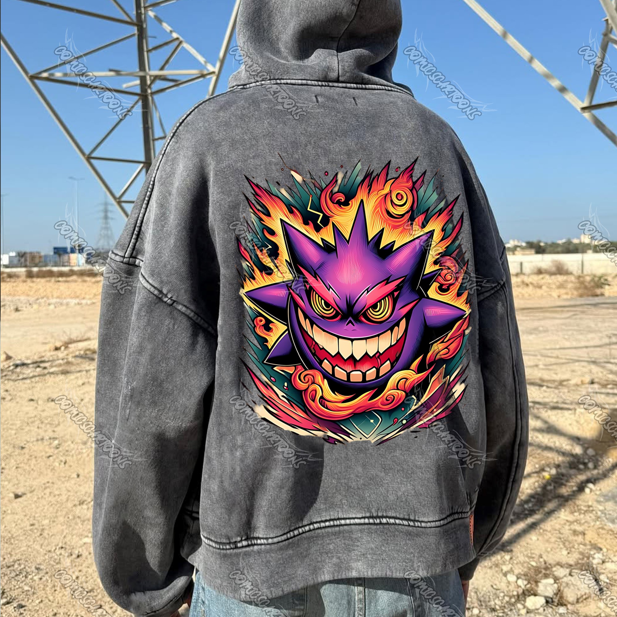 Vintage 3D Direct Inkjet Printed Washed Unisex Plush Hoodie