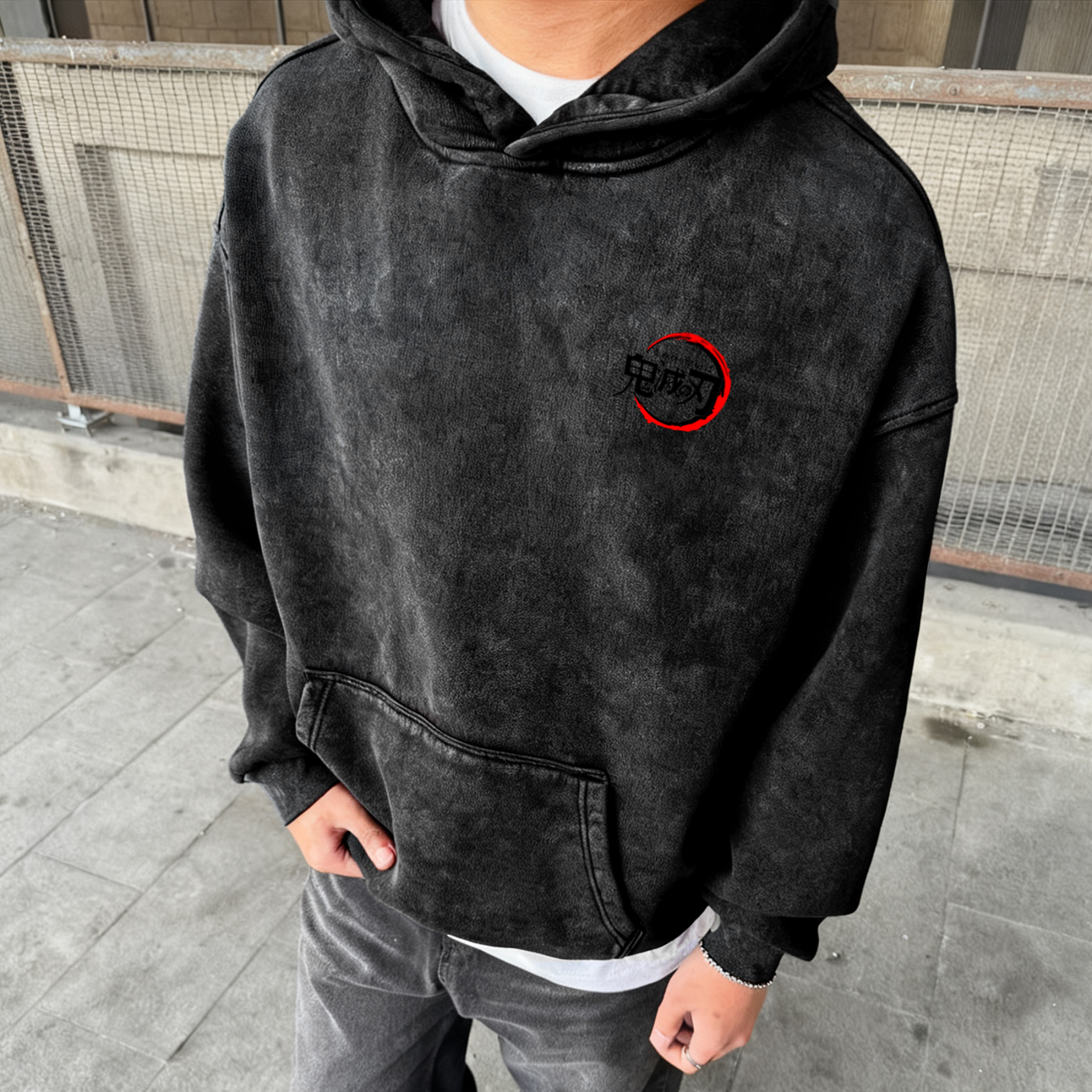 Unisex Anime Graphic Streetwear Vintage Washed 3D Direct Injection Hoodie
