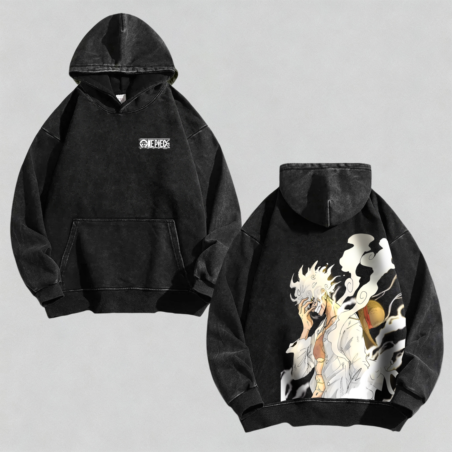 Unisex Anime Graphic Streetwear Vintage Washed Hoodie | ONE PIECE