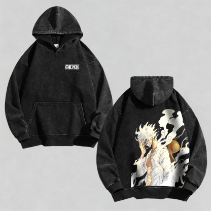 Unisex Anime Graphic Streetwear Vintage Washed 3D Direct Injection Hoodie