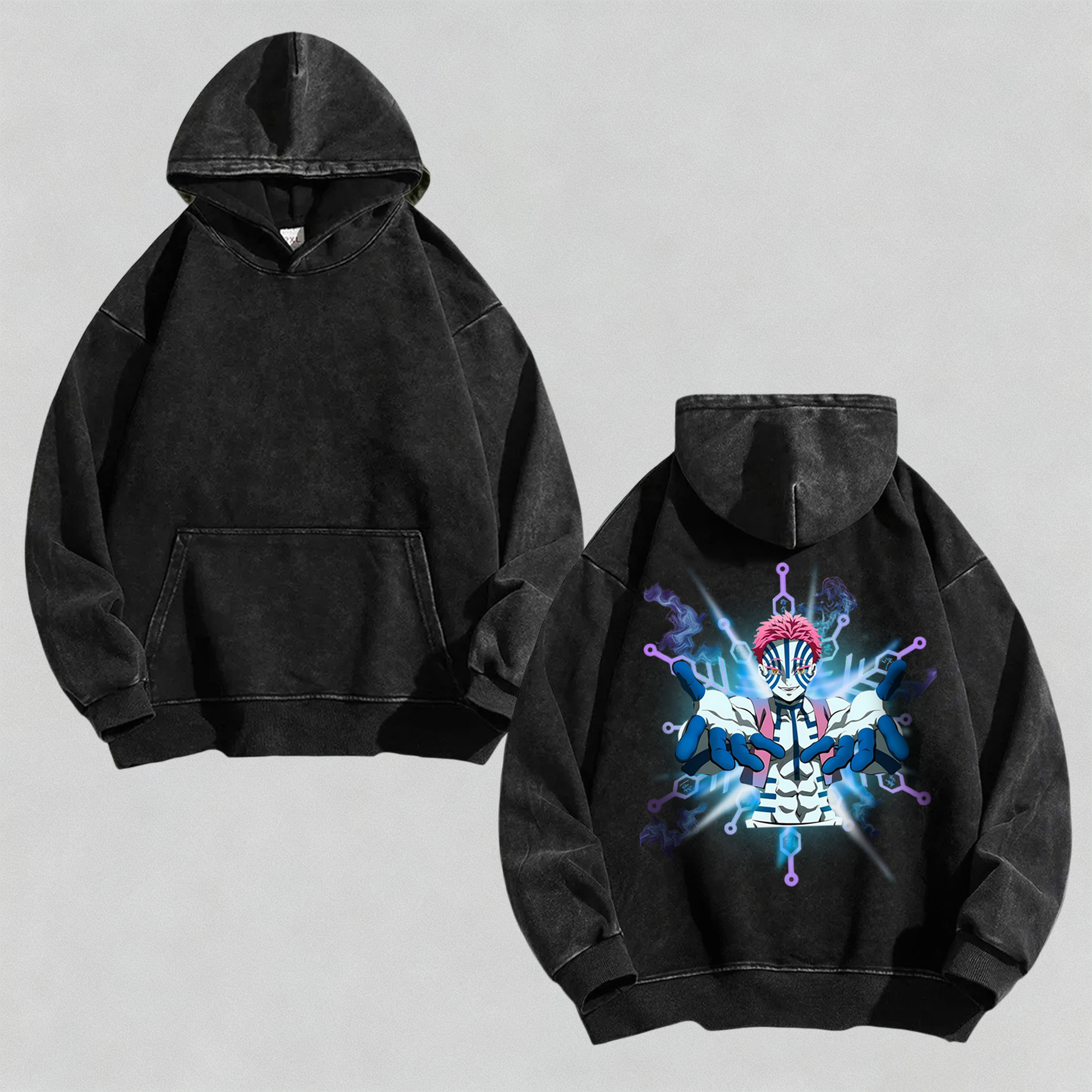 Unisex Anime Graphic Streetwear Vintage Washed 3D Direct Injection Hoodie