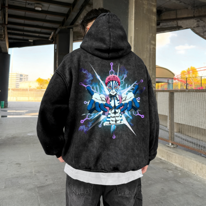 Unisex Anime Graphic Streetwear Vintage Washed 3D Direct Injection Hoodie